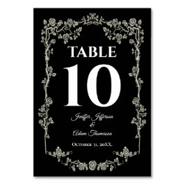 Elegant black and white Gothic Wedding テーブルナンバー