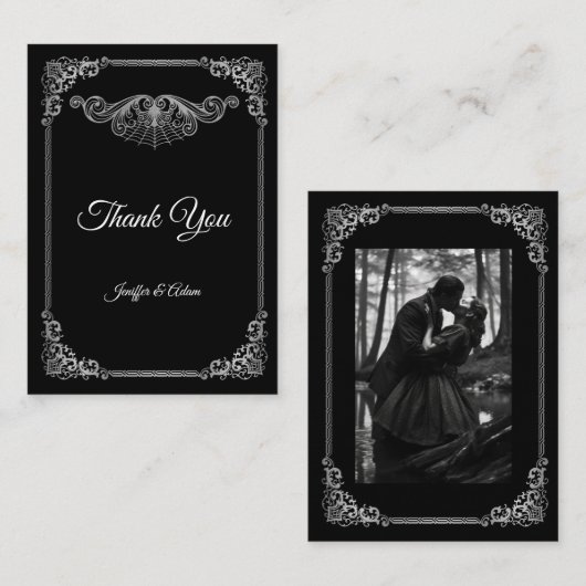 Elegant black and white Gothic  wedding ノートカード (正面/裏面)