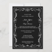 Elegant black and white Gothic wedding Invitation 招待状 (正面)