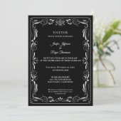 Elegant black and white Gothic wedding Invitation 招待状 (スタンド正面)