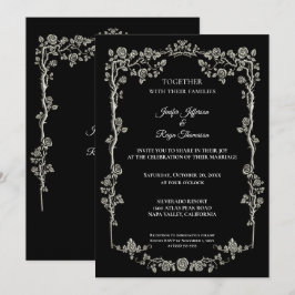 Elegant black and white Gothic wedding Invitation 招待状