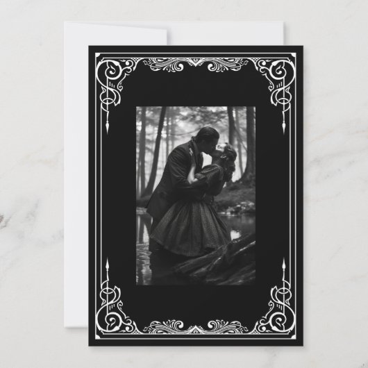 Elegant black and white Gothic wedding Invitation 招待状 (裏面)