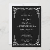 Elegant black and white Gothic wedding Invitation 招待状 (正面)