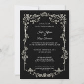 Elegant black and white Gothic wedding Invitation 招待状 (正面)