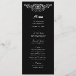 Elegant black and white Gothic Wedding Menu メニュー
