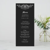 Elegant black and white Gothic Wedding Menu メニュー (スタンド正面)