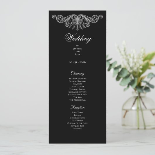 Elegant black and white Gothic Wedding Program メニュー (スタンド正面)