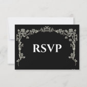Elegant black and white Gothic Wedding RSVP Card (裏面)