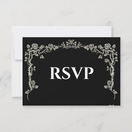 Elegant black and white Gothic Wedding RSVP Card (裏面)