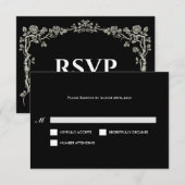 Elegant black and white Gothic Wedding RSVP Card (正面/裏面)