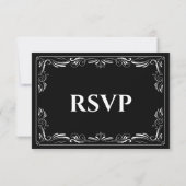 Elegant black and white Gothic Wedding RSVP Card (裏面)