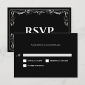 Elegant black and white Gothic Wedding RSVP Card (正面/裏面)