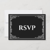 Elegant black and white Gothic Wedding RSVP Card (裏面)