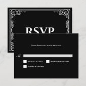 Elegant black and white Gothic Wedding RSVP Card (正面/裏面)