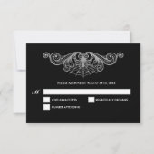 Elegant black and white Gothic Wedding RSVP Card (正面)