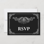 Elegant black and white Gothic Wedding RSVP Card (裏面)