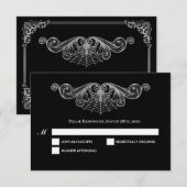Elegant black and white Gothic Wedding RSVP Card (正面/裏面)