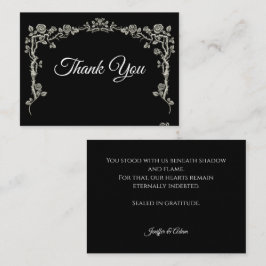 Elegant black and white Gothic wedding Thank You ノートカード