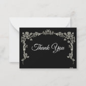 Elegant black and white Gothic wedding Thank You ノートカード (正面)