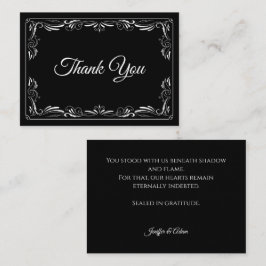 Elegant black and white Gothic wedding Thank You ノートカード
