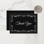 Elegant black and white Gothic wedding Thank You ノートカード (正面/裏面インサイチュ)