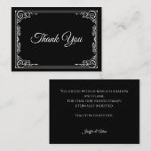 Elegant black and white Gothic wedding Thank You ノートカード (正面/裏面)