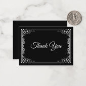 Elegant black and white Gothic wedding Thank You ノートカード (正面/裏面インサイチュ)