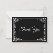 Elegant black and white Gothic wedding Thank You ノートカード (正面)