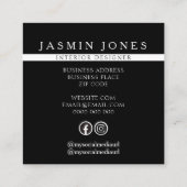 Elegant Black and White Interior Design Photo スクエア名刺 (裏面)