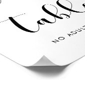Elegant black and white Kids table wedding sign ポスター (角)