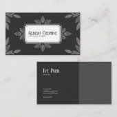 Elegant Black and White Line Art Foliage 名刺 (正面/裏面)
