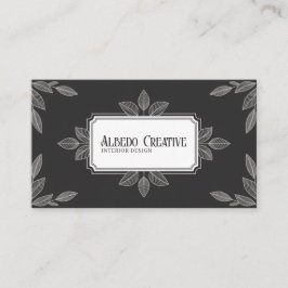 Elegant Black and White Line Art Foliage 名刺