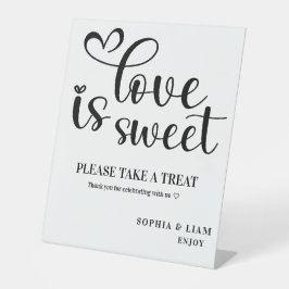 Elegant Black and White Love Is Sweet Wedding 台座サイン