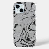 Elegant Black and White Marble Leaf Swirl iPhone 1 Case-Mate iPhoneケース (裏面)