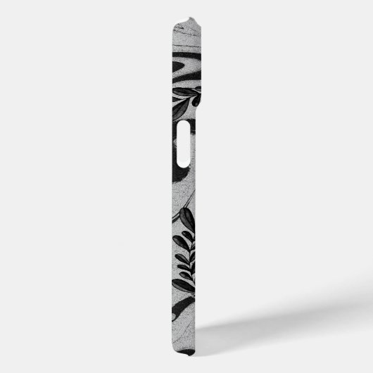 Elegant Black and White Marble Leaf Swirl iPhone 1 Case-Mate iPhoneケース (裏面 / 右)