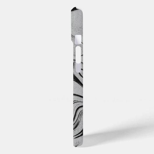 Elegant Black and White Marble Leaf Swirl iPhone 1 Case-Mate iPhoneケース (裏面 / 左)
