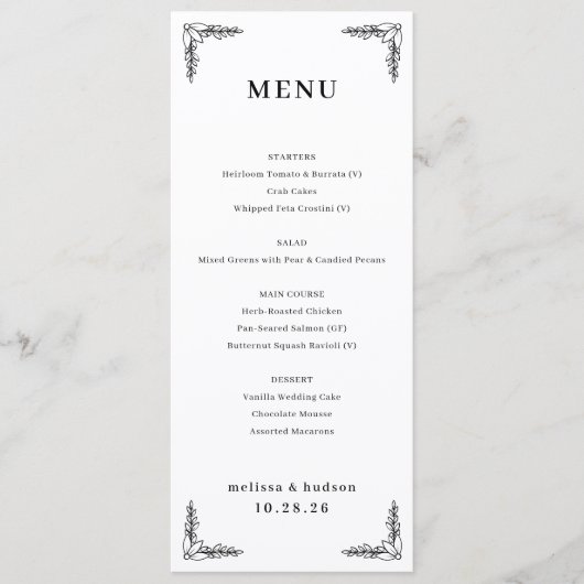 Elegant Black and White Menu メニュー (正面)