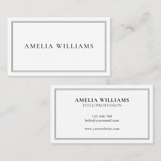 Elegant Black and White Minimalist Professional 名刺 (正面/裏面)