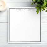 Elegant Black and White Minimalist Two Border ノートパッド<br><div class="desc">Create your own personalized notepads with black elegant chic typography monogram name and two border line design on white color.</div>