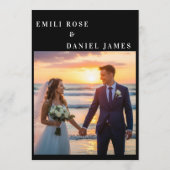 Elegant Black and White Minimalist Wedding  招待状 (裏面)