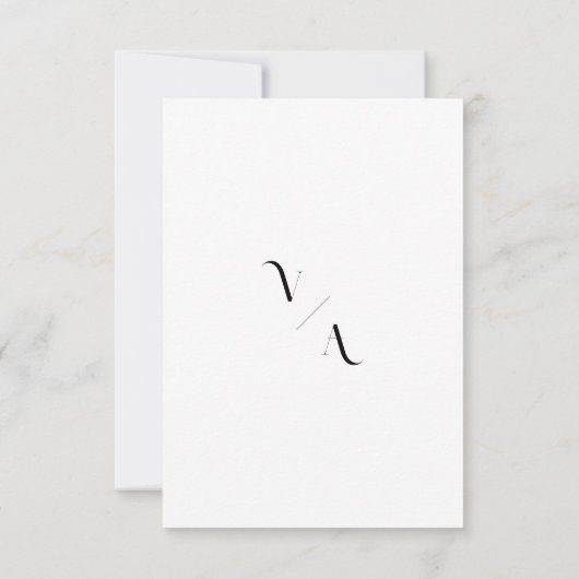 Elegant Black and White Modern Minimalist Wedding 出欠カード (裏面)