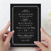 Elegant Black and White Modern Wedding Invitation シーズンカード