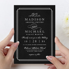 Elegant Black and White Modern Wedding Invitation シーズンカード