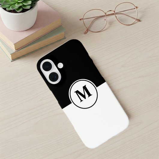 Elegant Black and White Monogram iPhone Case Case-Mate iPhoneケース