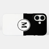 Elegant Black and White Monogram iPhone Case Case-Mate iPhoneケース (裏面 (横))