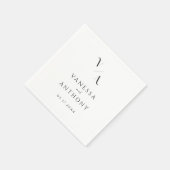 Elegant Black and White Monogram Modern Wedding スタンダードカクテルナプキン (角)