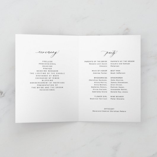 Elegant black and white monogram wedding  プログラム (内部)