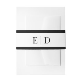 Elegant Black and White Monogram Wedding  招待状ベリーバンド
