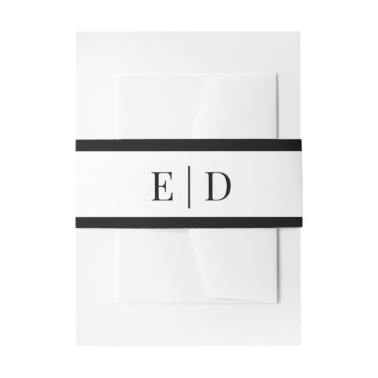 Elegant Black and White Monogram Wedding  招待状ベリーバンド (正面例)