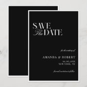 Elegant Black and White Old Money Wedding セーブザデート (正面/裏面)